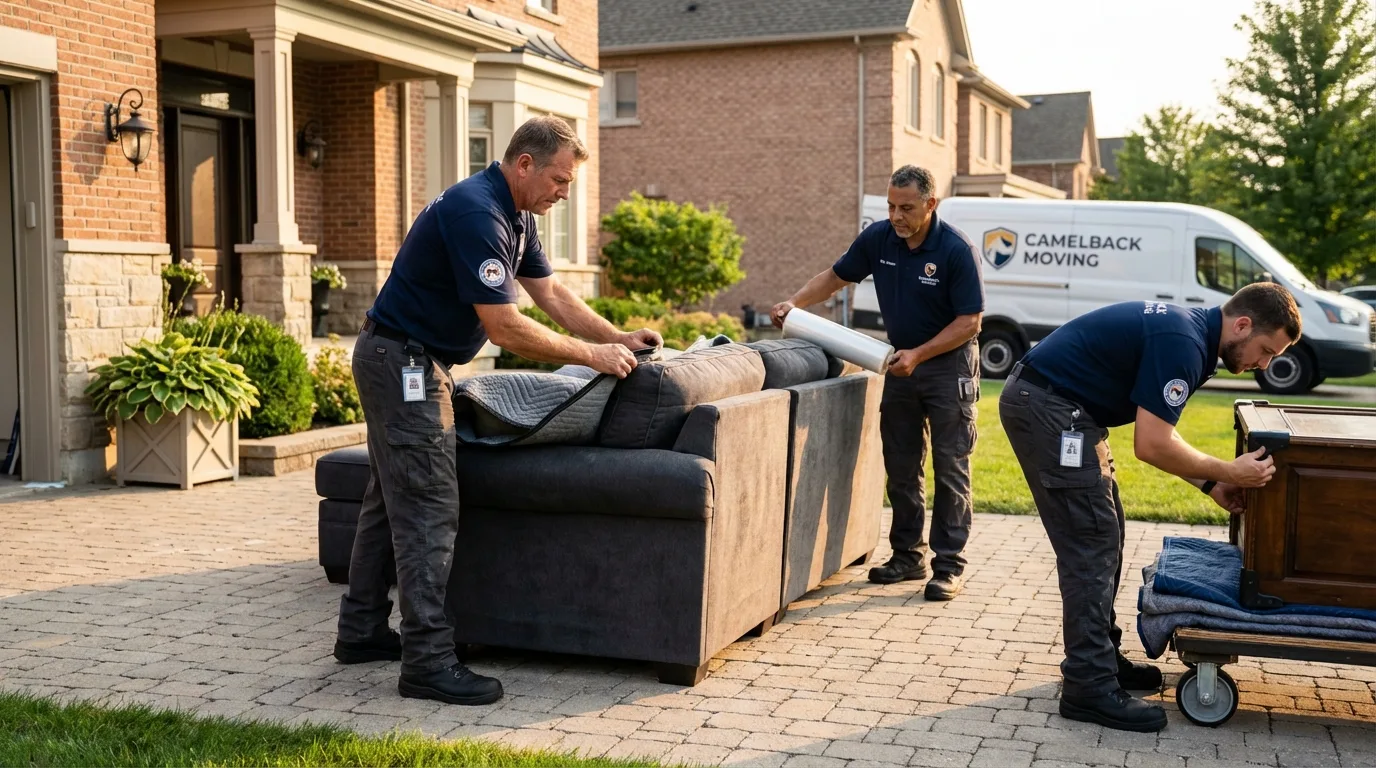 Large estate moving crew wrapping furniture in Chualar, CA